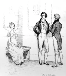 "She is tolerable", illustration från "Pride und Prejudice" av Jane Austen, utgåva publicerad 1894